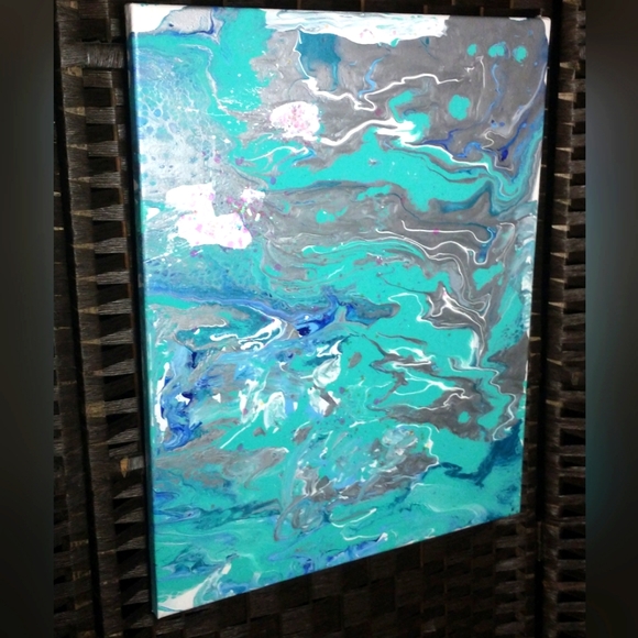 Other - UNDERWATER FANTASY - Original Painting, 16x20 - Turquoise, Blues, Silver, White